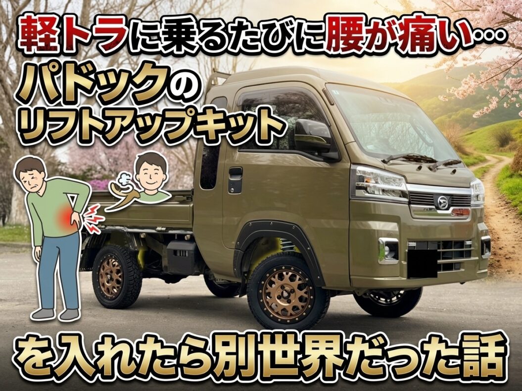軽トラに乗るたびに腰が痛い…パドックのリフトアップキットを入れたら別世界だった話